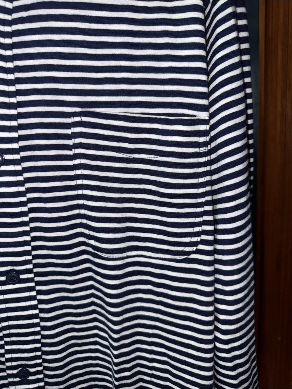 J. Crew Navy and White Striped Men's Button-Down Shirt
